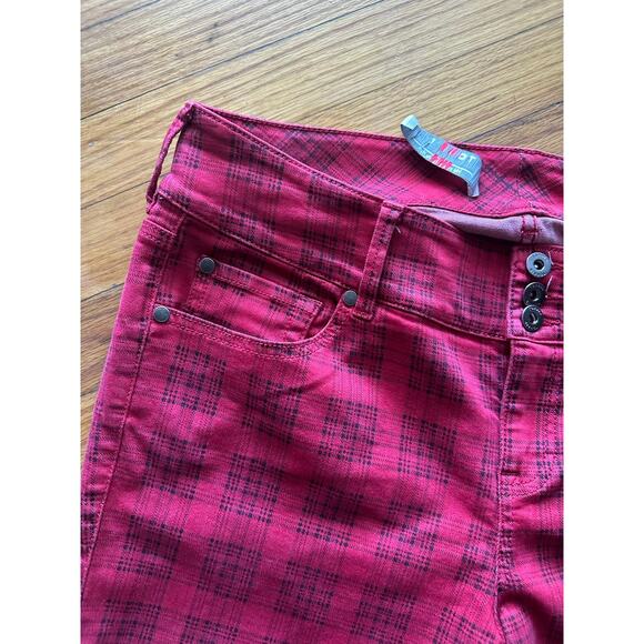 Torrid Plaid Print Red Wash Jeggings - Picture 3 of 9